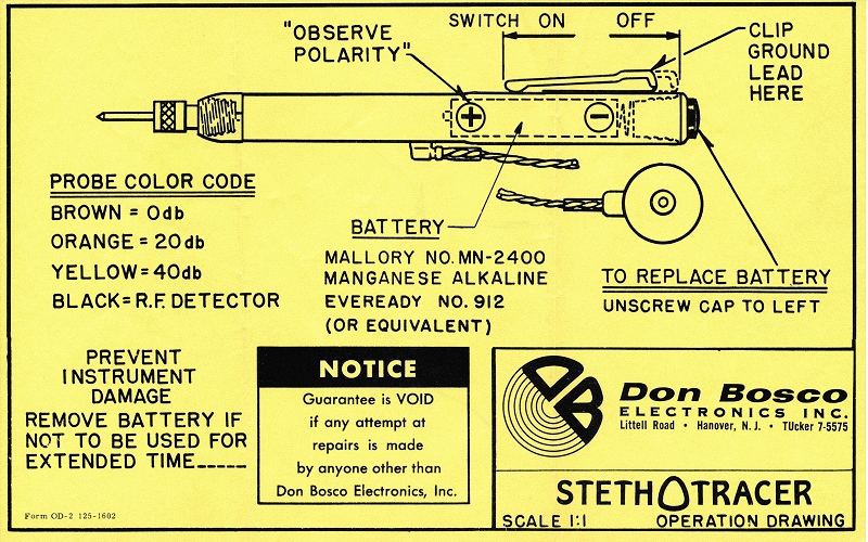 Stethotracer Operation Drawing - Later
